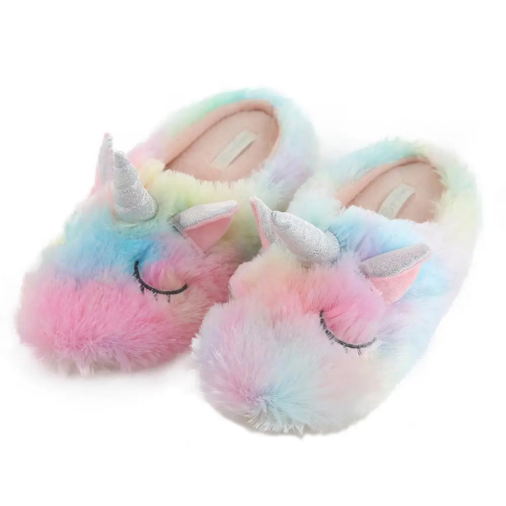 Cute Rainbow Unicorn Slippers