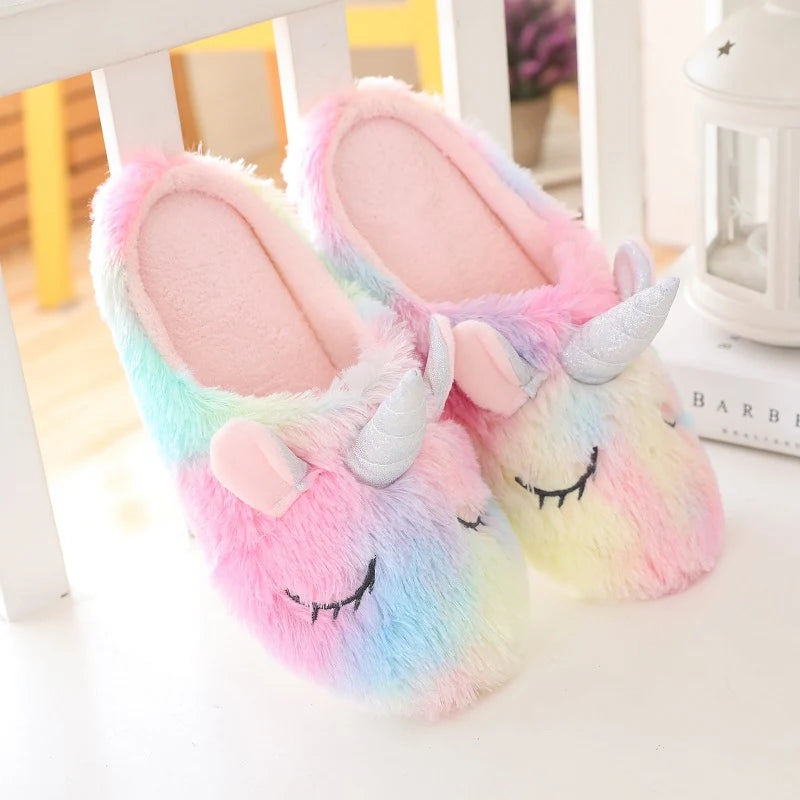 Cute Rainbow Unicorn Slippers